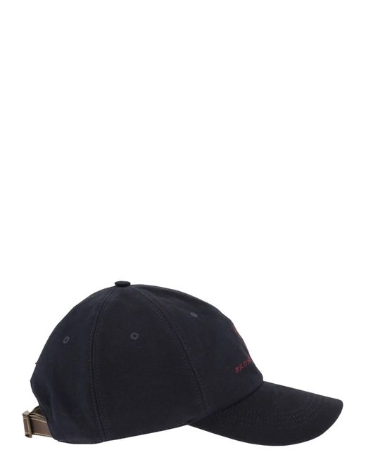 Brunello Cucinelli Blue Logo-Embroidered Garment-Dyed Baseball Cap for men