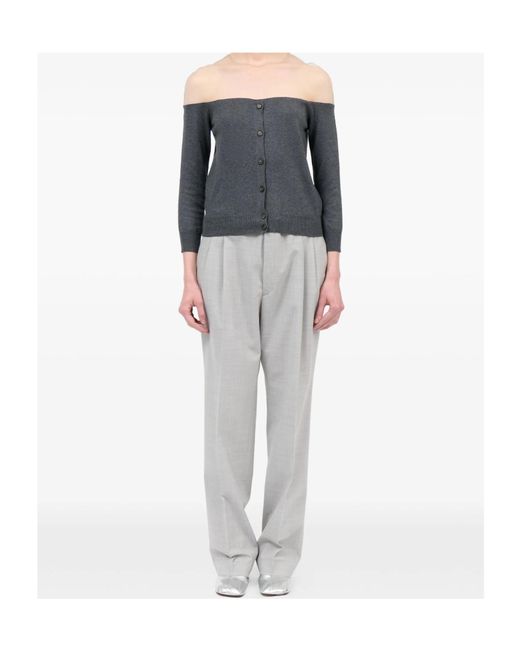 MM6 by Maison Margiela Blue Sheer-Panel Buttoned Cardigan