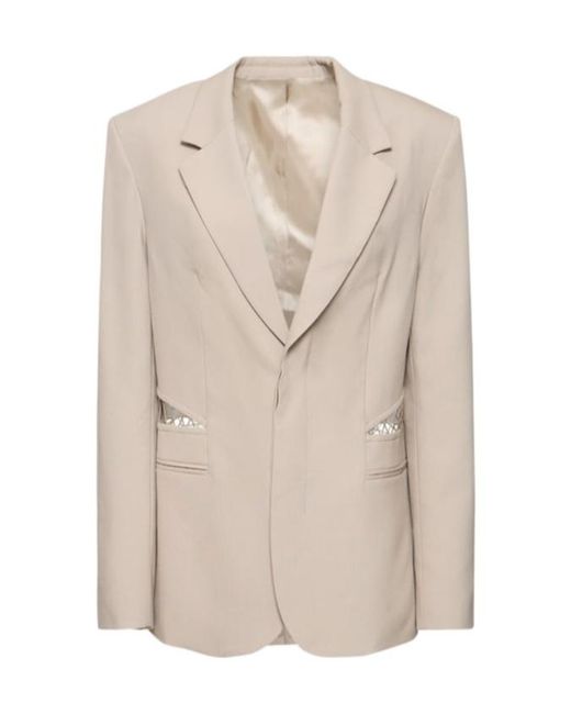 Dion Lee Natural Single-Breasted Wool Interwoven Suit Jacket