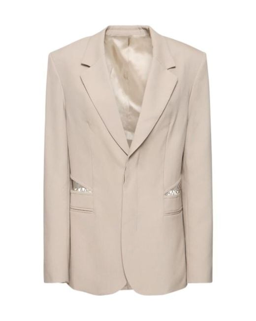 Dion Lee Natural Single-Breasted Wool Interwoven Suit Jacket