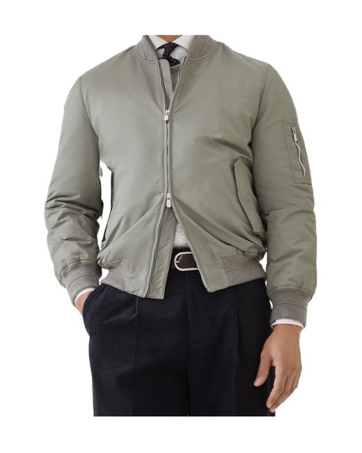 Brunello Cucinelli Gray Zip-Fastening Bomber Jacket for men