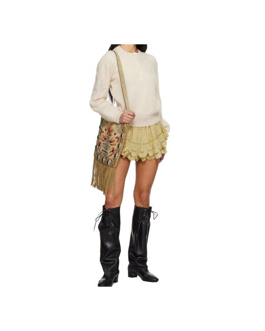 Isabel Marant White English Embroidered Midi Skirt