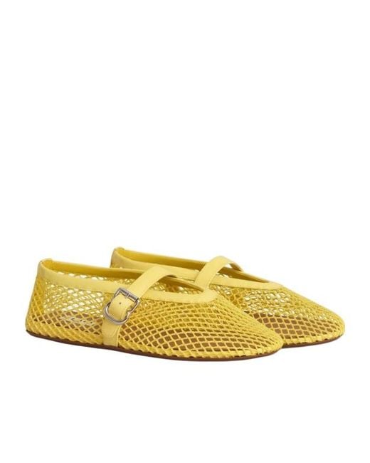 Alaïa Yellow Fishnet Ballet Flats