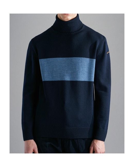 Paul & Shark Blue Virgin Wool Sweater for men