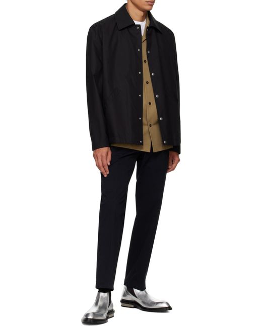 Jil Sander Black Logo Print Button-Up Jacket for men