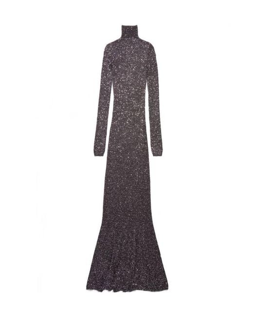 Balenciaga Purple Sequin Embellished Maxi Dress
