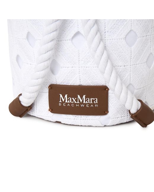 Max Mara White Rope-Detail Floral-Lace Bucket Bag