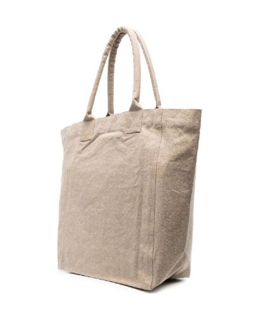 Isabel Marant Natural Yenky Logo-Embroidered Cotton Tote Bag