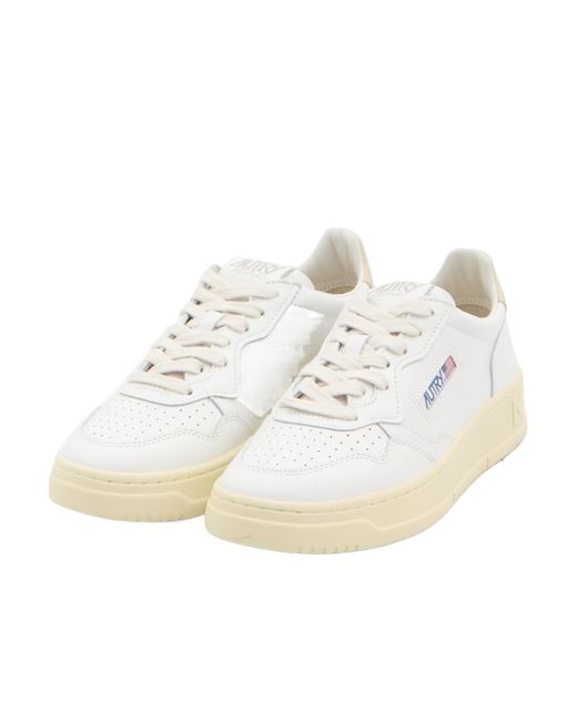 Autry White Medalist Lace-Up Sneakers