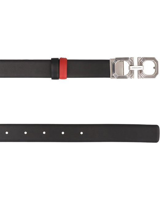 Ferragamo White Gancini Belt Buckle Double-Sided Belt