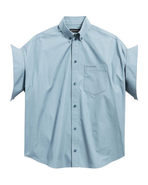 Balenciaga Blue Tucked Sleeve Shirt