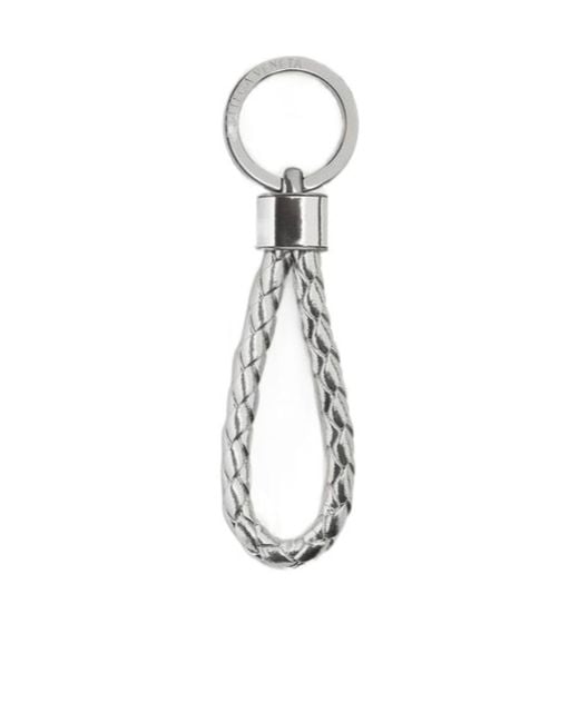 Bottega Veneta White Intreccio Key Ring