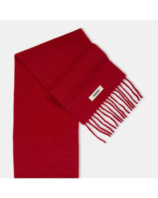 Jacquemus Red Jacquard Midweight Scarf