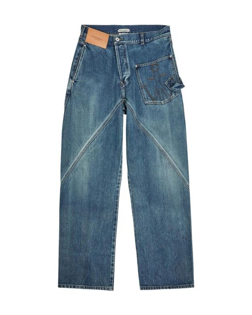 J.W. Anderson Blue Twisted Workwear Straight-Leg Jeans for men