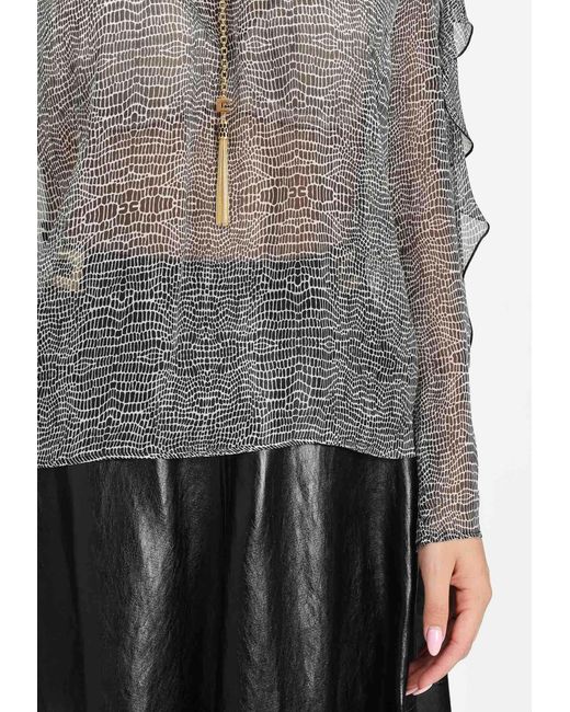 Elisabetta Franchi Gray Sheer Blouse