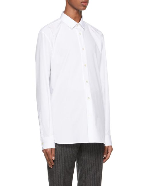Saint Laurent White Slim Fit Long-Sleeved Shirt for men