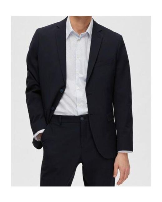 SELECTED Blue Viscose Blend Slim Fit Blazer for men