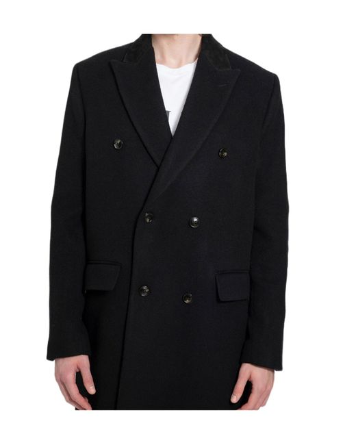 Amiri Black Double-Breasted Long Coat for men