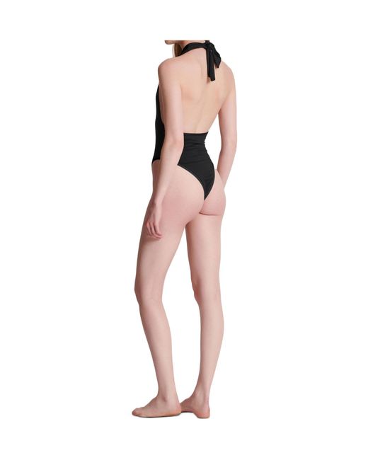 Balmain Black One-Piece Swimsuit With Buttons