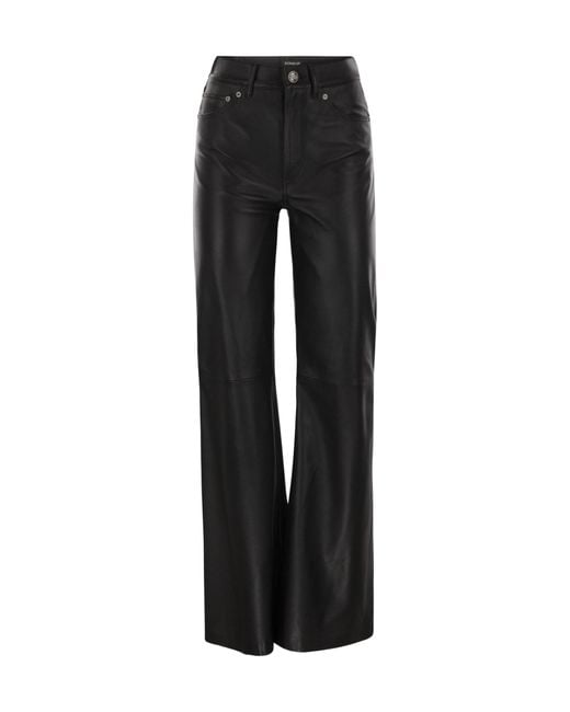 Dondup Black Amber High-Waisted Wide-Leg Pants