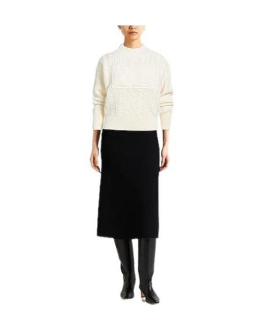 Max Mara White Minimalist Solid Cable Knit Top
