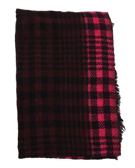 Faliero Sarti Red Checked Fringed-Edge Scarf