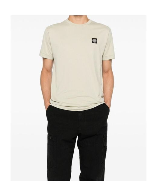 Stone Island White Logo-Patch T-Shirt for men