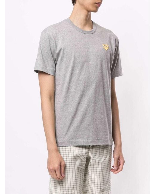 COMME DES GARÇONS PLAY Gray Embroidered Logo T-Shirt for men
