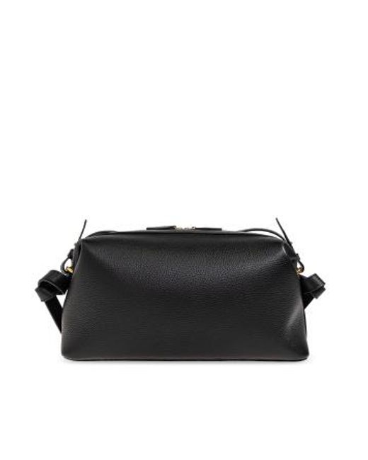 Yuzefi Black Brioche Grained Leather Shoulder Bag