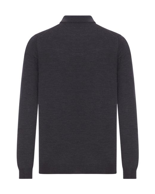 Zanone Blue Long-Sleeve Polo Shirt for men