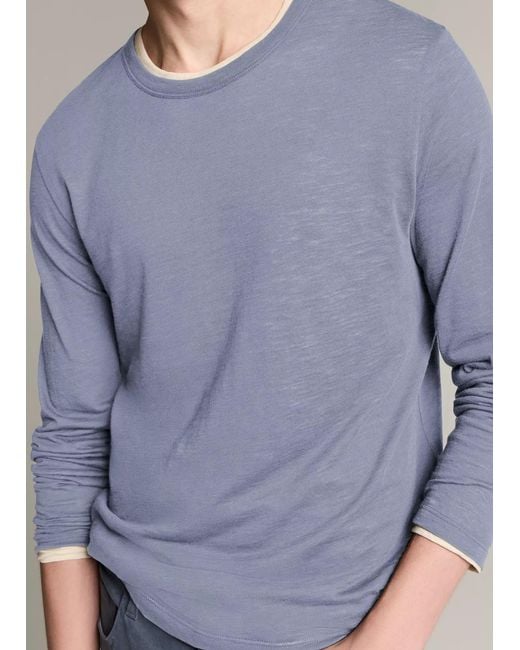 Vince Blue Slub Pima Cotton Double-Layer T-Shirt for men