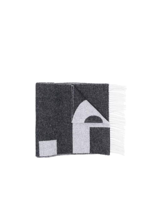 A.P.C. White Logo Detailed Fringed Scarf for men