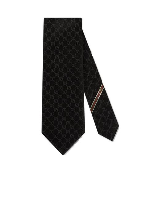 Gucci Black Gg Pattern Tie for men