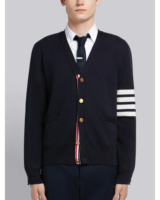 Thom Browne Blue Cardigan Scollo A V for men