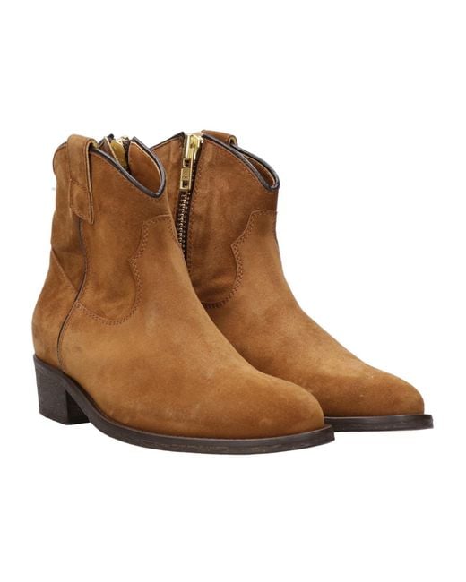 Via Roma 15 Brown Zippered Ankle Boots