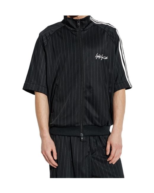 Y-3 Blue Stand Up Collar Striped Sweatshirt for men