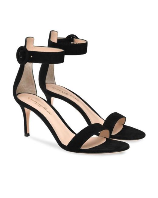 Gianvito Rossi Black Adjustable Ankle Strap High-Heeled Sandals