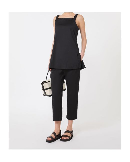 Max Mara Black Logo Plaque Cropped Pants