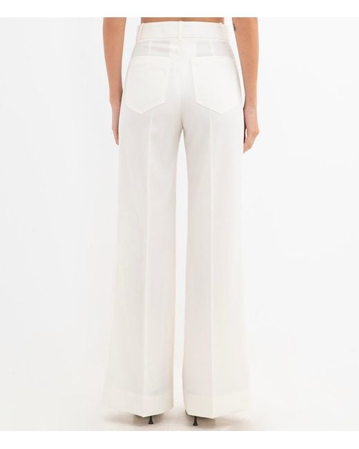 Victoria Beckham White Alina Patch-Pocket Wool Trousers