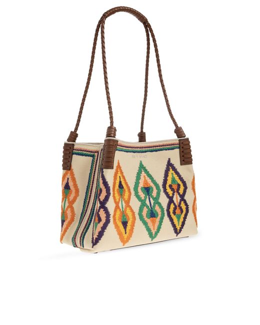 Etro Metallic Libra Embroidered Shoulder Bag