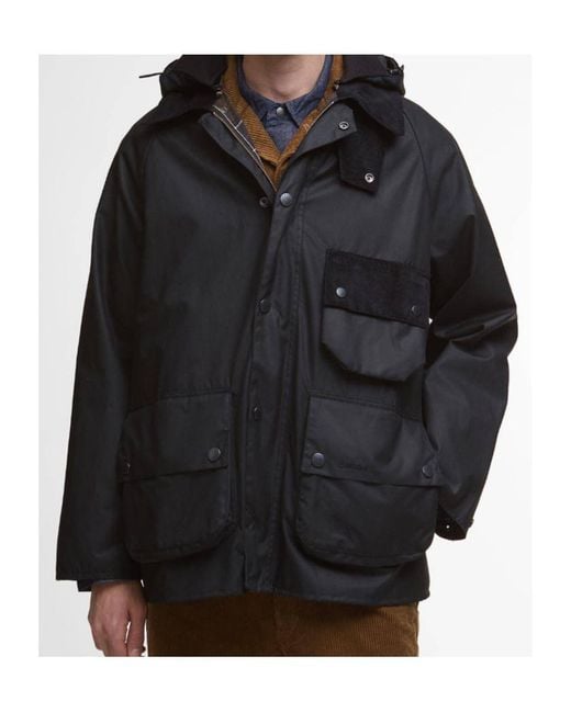 Barbour Black Modified Solway Waxed Jacket for men