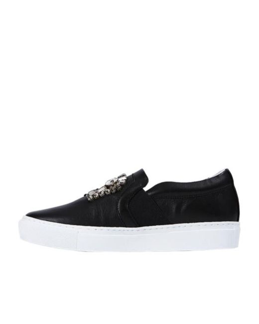 Lanvin Black Jewelry Leather Slip