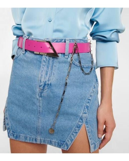 The Attico Pink Chain Leather Belt