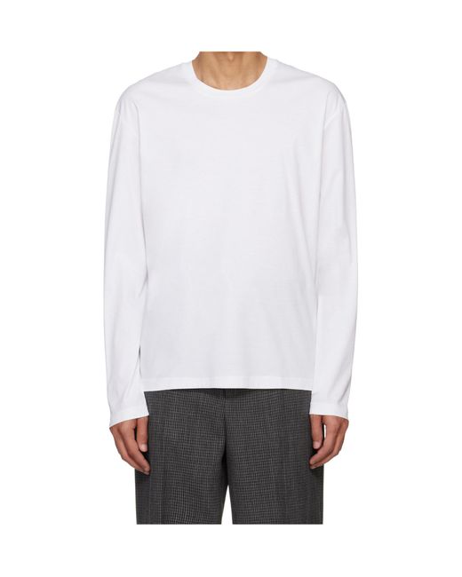 Jil Sander White Ogo Flag Long Sleeve T-Shirt for men