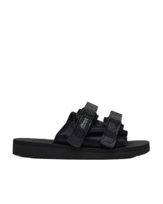 Blumarine Black X Suicoke Embellished Touch Strap Slides