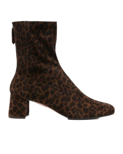 Aquazzura Brown Saint Honore Leopard-Print Ankle Boots