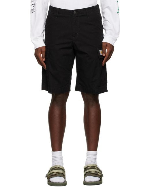 Carhartt Black Logo-Patch Knee-Length Cargo Shorts for men