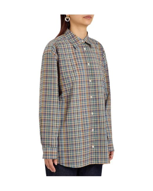 Totême Gray Checked Cotton-Poplin Shirt