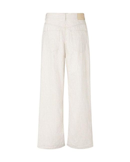 Fendi White Stitch Detail Straight-Leg Long Jeans for men