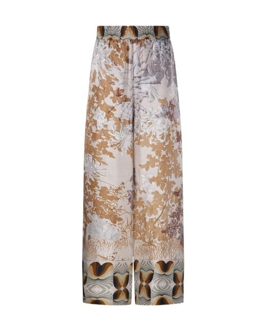 Pierre Louis Mascia Natural Cialda Floral-Print Trousers